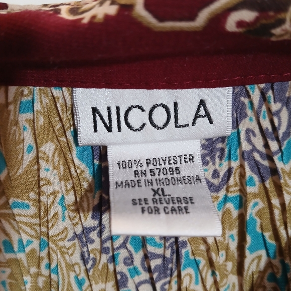 Vintage Nicola Crinkle Broomstick Top Boho Whimsigoth Paisley Oversized - Picture 4 of 11